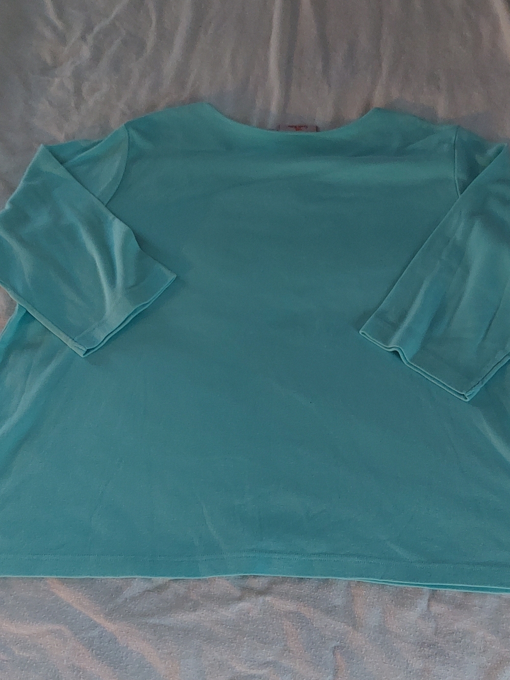 Quacker Factory Aqua Embellished 3/4 Sleeve Top - Picture 3 of 4